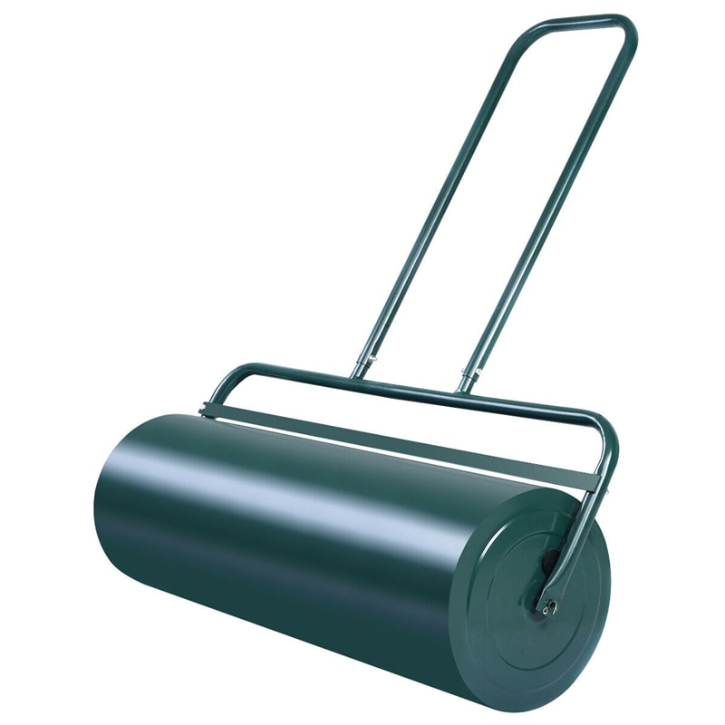 13 Gallon Garden Lawn Roller Filled Water Sand 24 x 13 Inch Push/Pull Steel Sod Roller with U Shaped Handle
