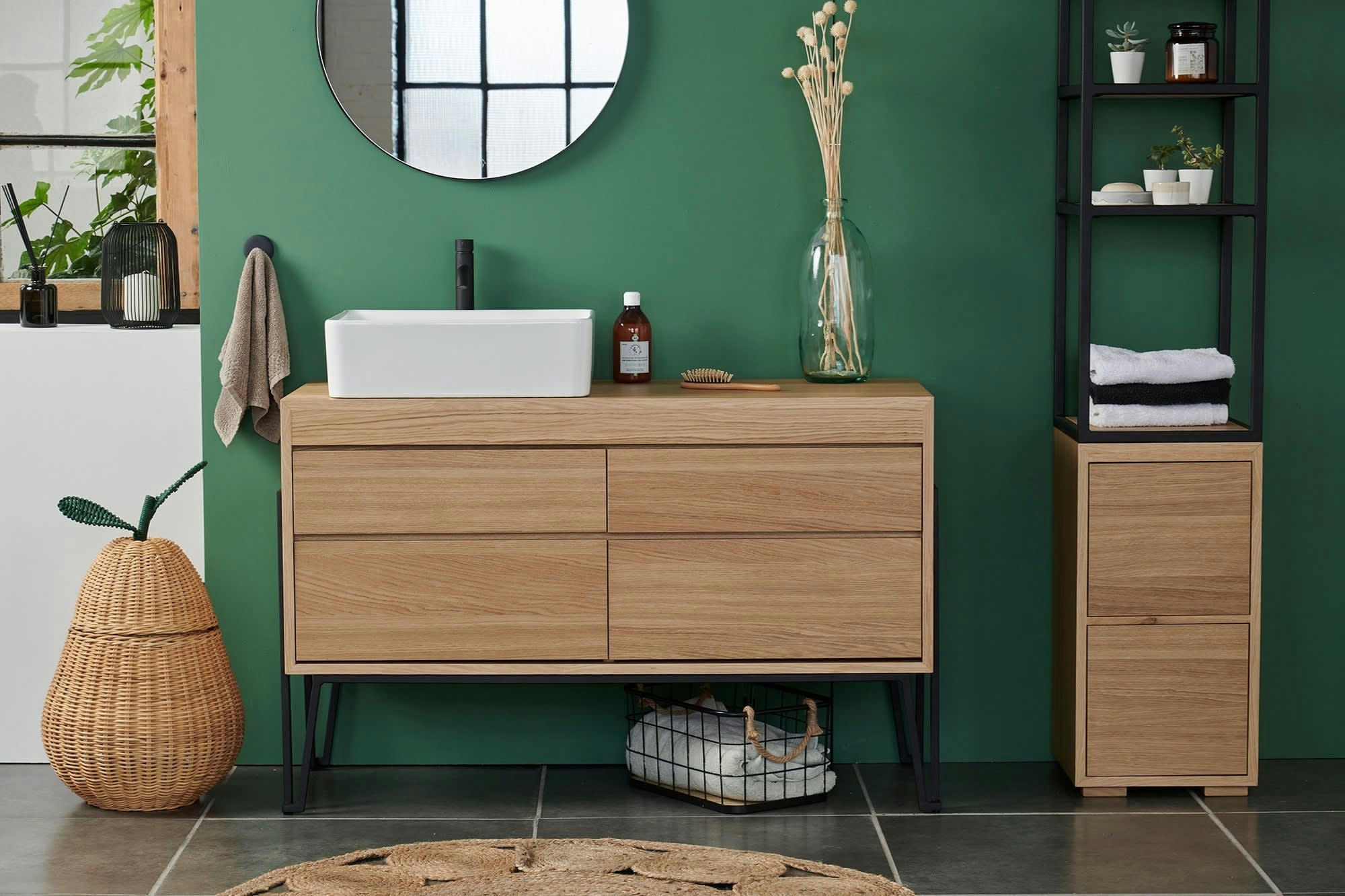 BRIGHTON - Meuble sous vasque en bois et métal 4 tiroirs L120