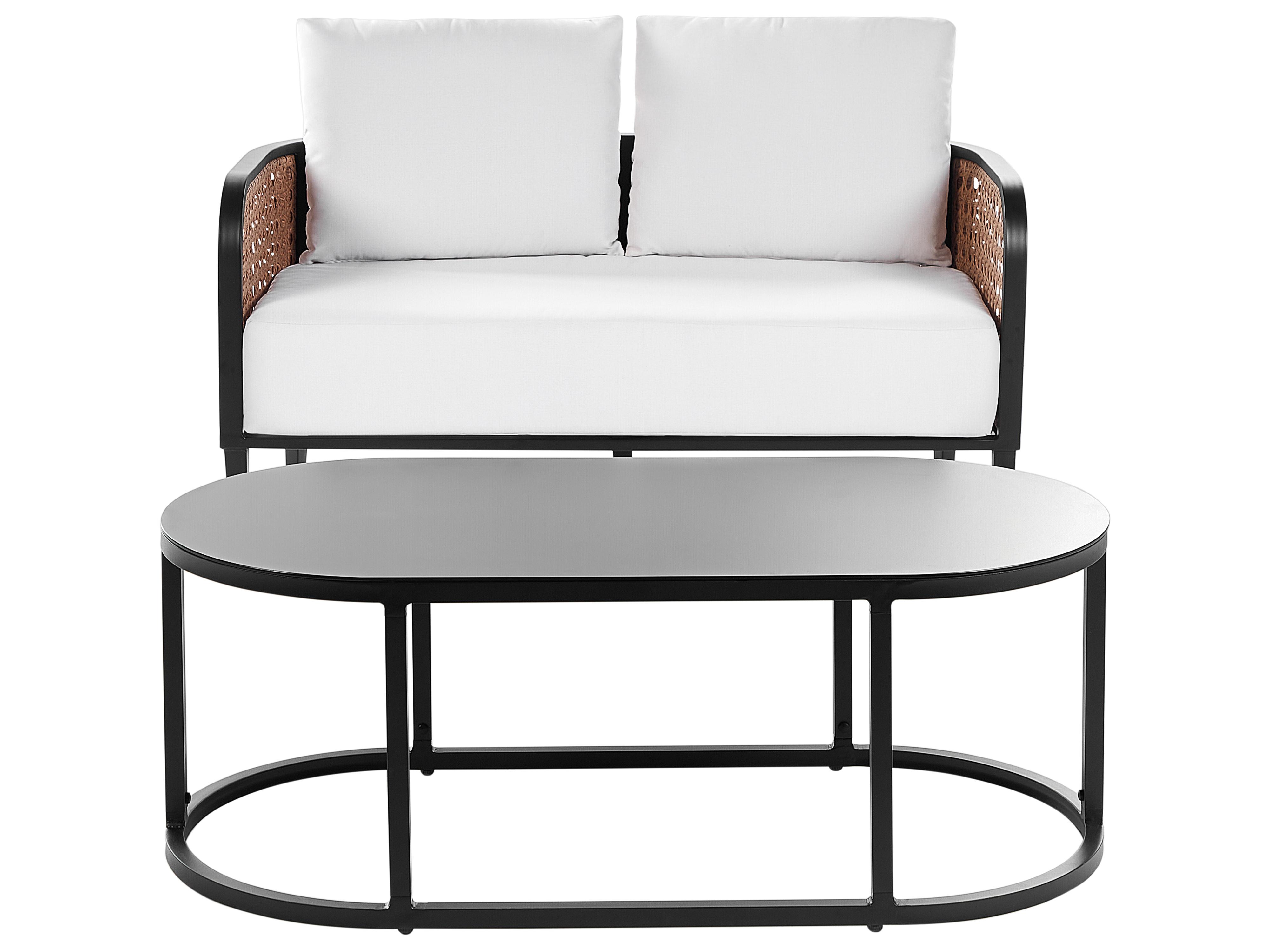 Garden Lounge Set with Table 2 Seater MONTEFALCO Metal White