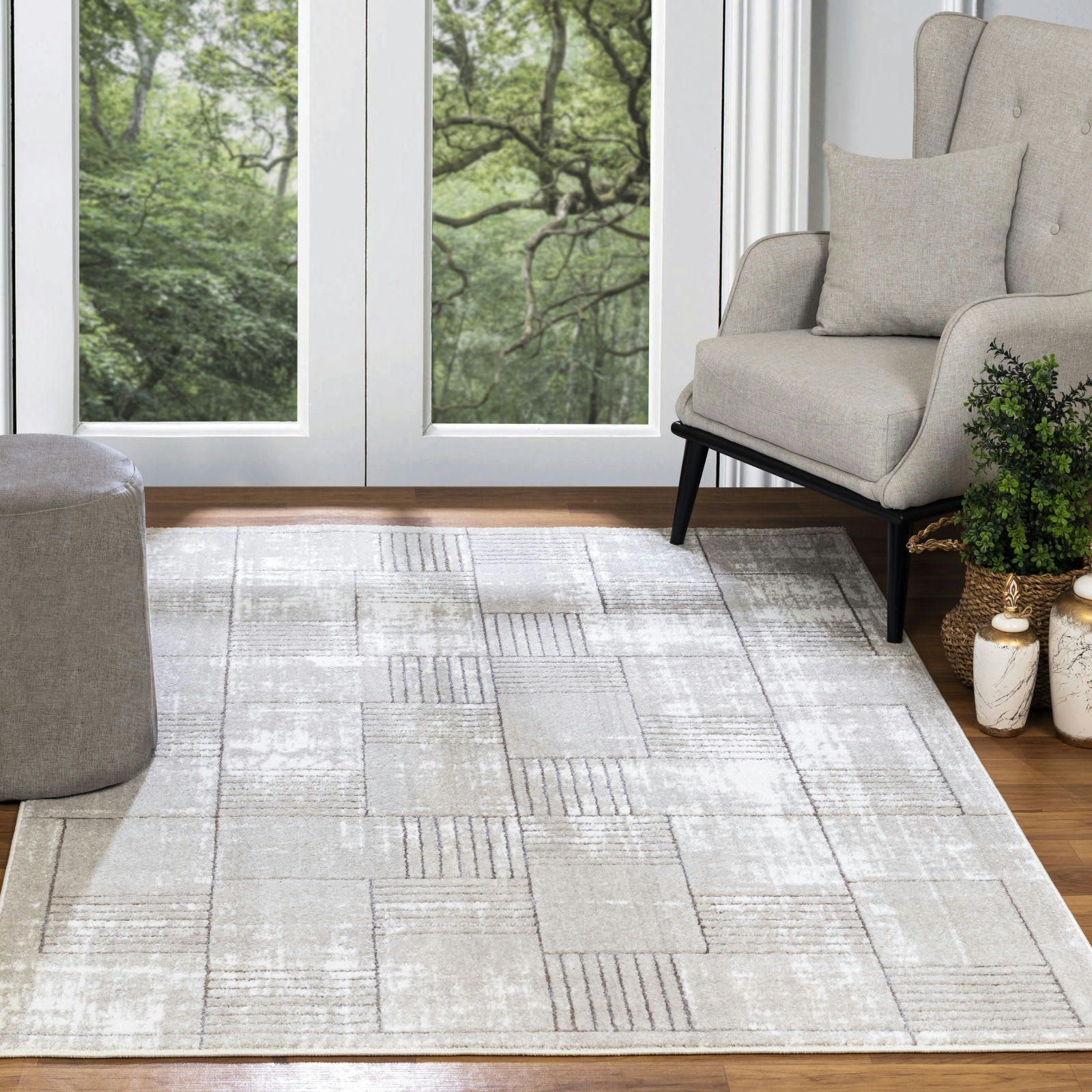 IVY - Tapis Scandinave Industriel Gris/Blanc 200x275