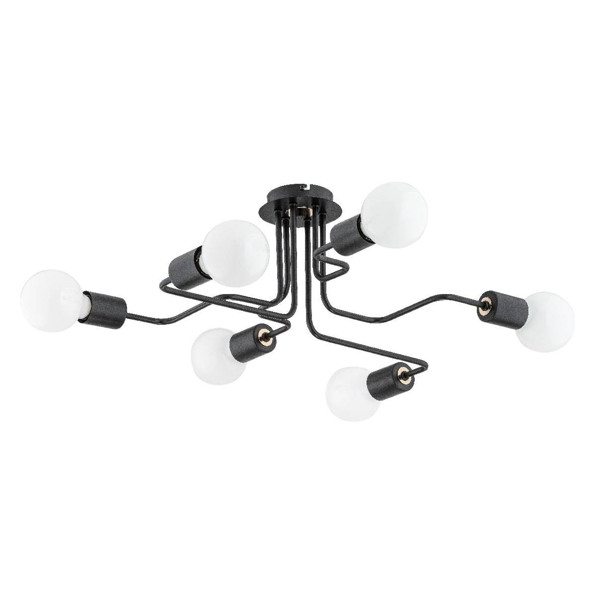 Lampa sufitowa czarna HARP 6xE27x15W wym: 25x65x55 cm Alfa
