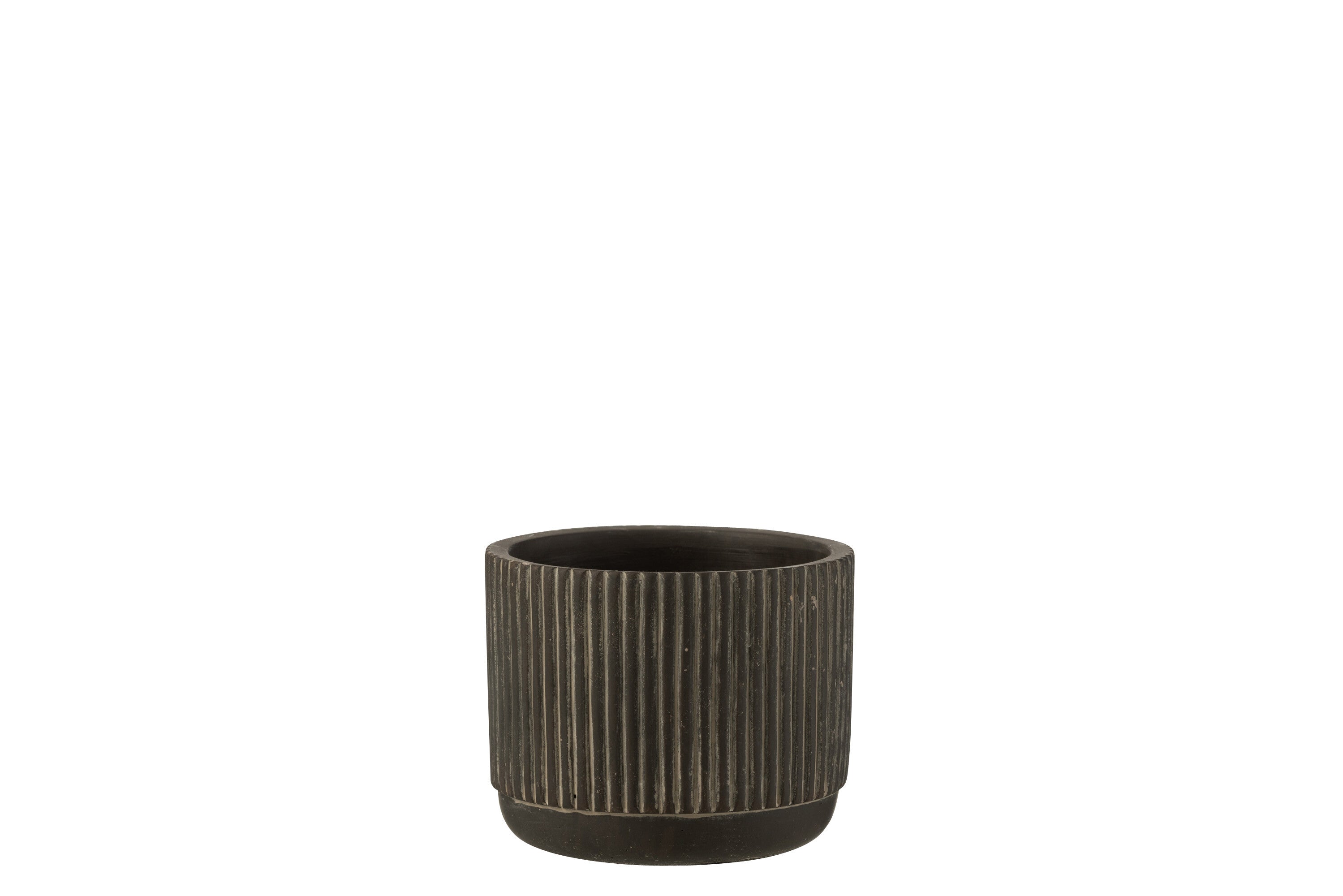 J-Line bloempot Lijn - keramiek - zwart/bruin - small - 2 st. - Ø 11 cm