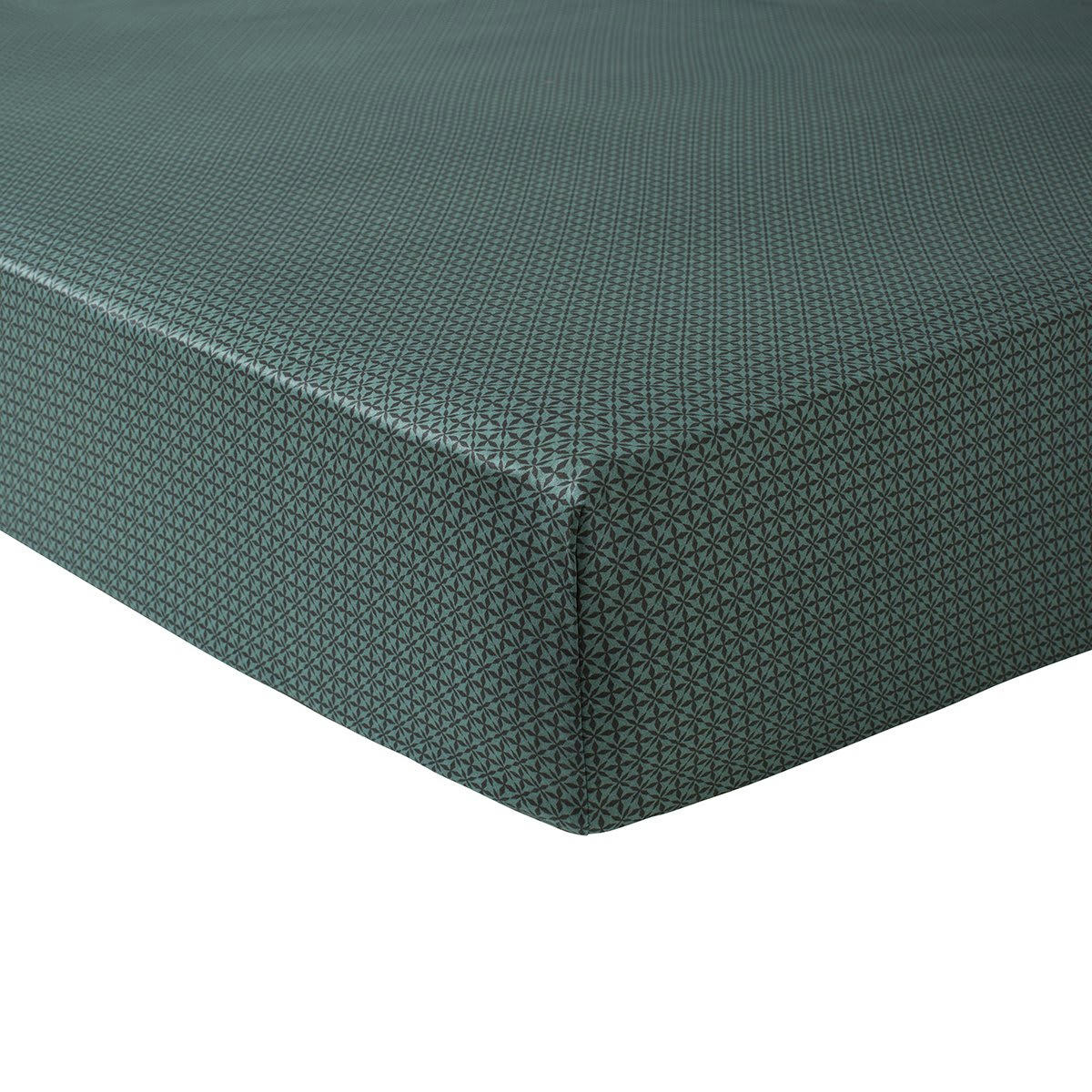 RIVOLI - Drap housse coton biologique vert foncé 90x190 cm