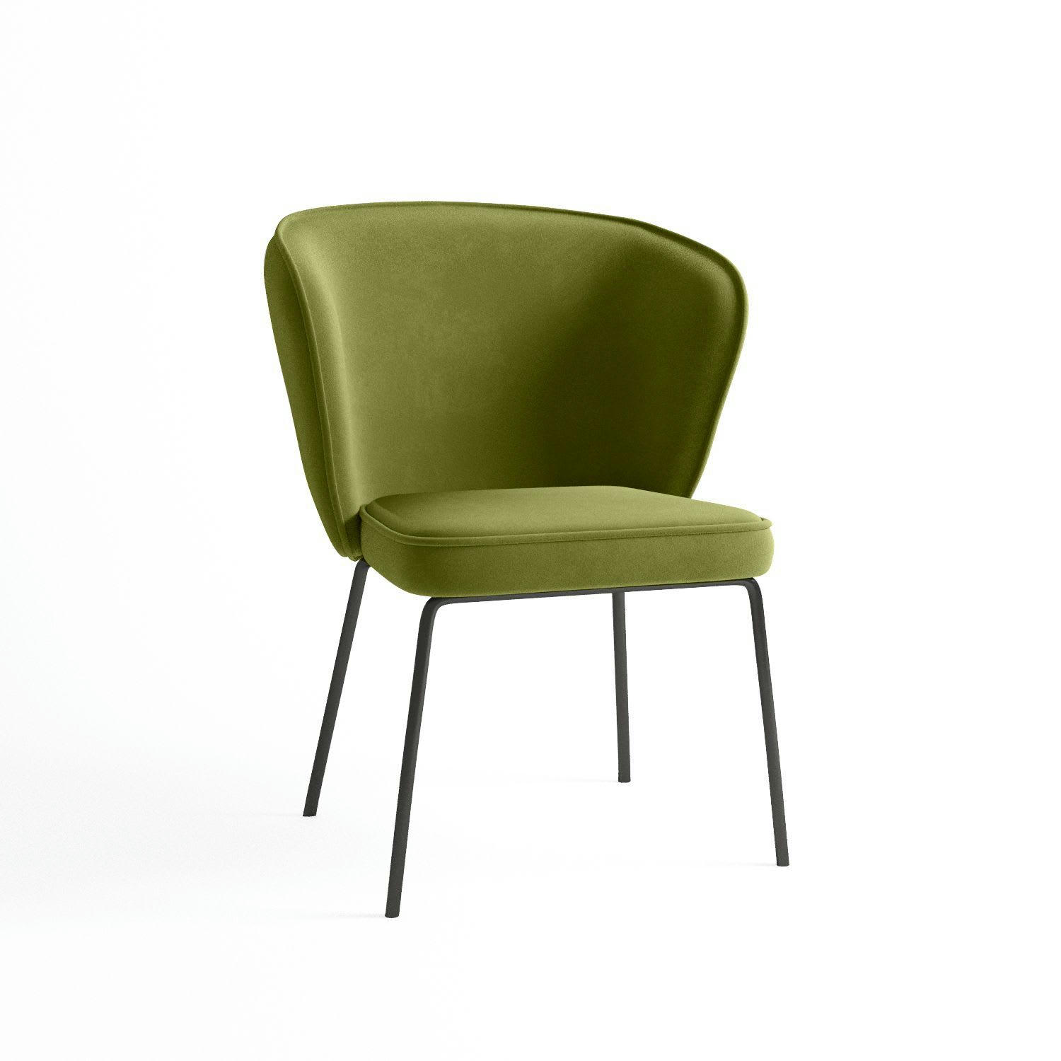 GAYA - Chaise en velours vert kaki