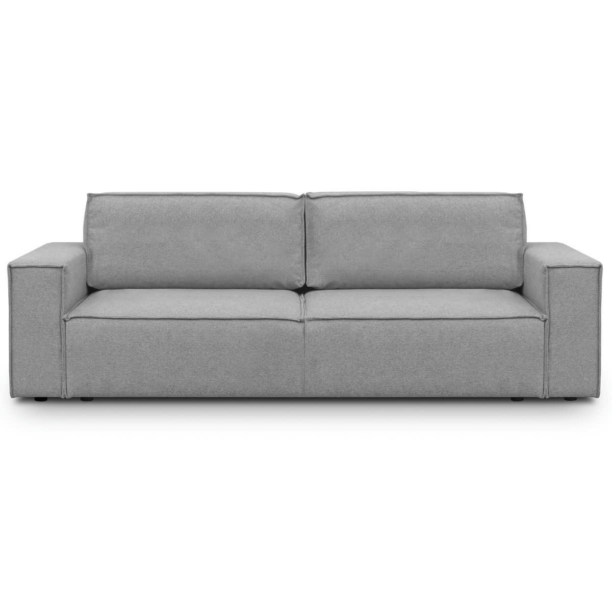 HARPER - Canapé convertible 3 Places avec coffre en tissu gris chiné