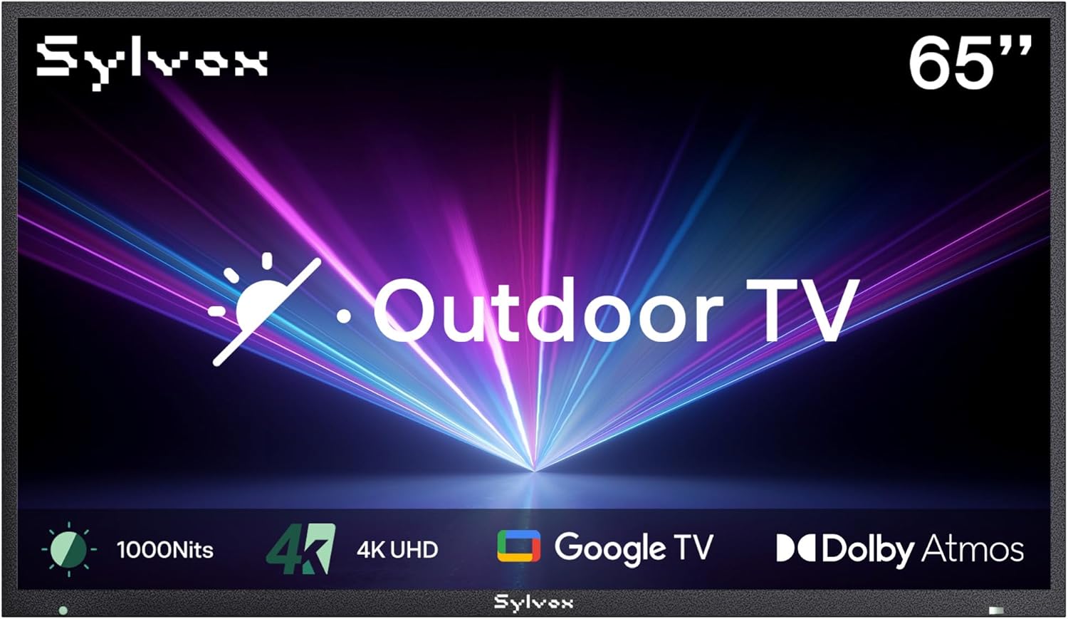 SYLVOX New 65” Outdoor Smart TV, Superior Waterproof Performance, Upgraded Matte Finish for Enhanced Anti-Glare Effect, Full Metal, with Dolby Atmos, 1000nits, Partial Sun Deck Pro 3.0+ Series