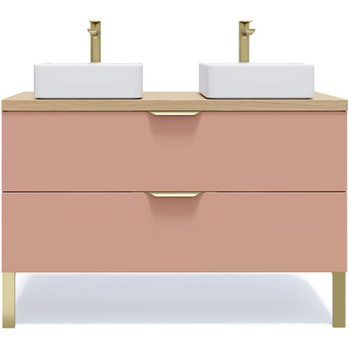 VENICE - Meuble salle de bain 2 vasques posées 120cm 2 tiroirs Abricot