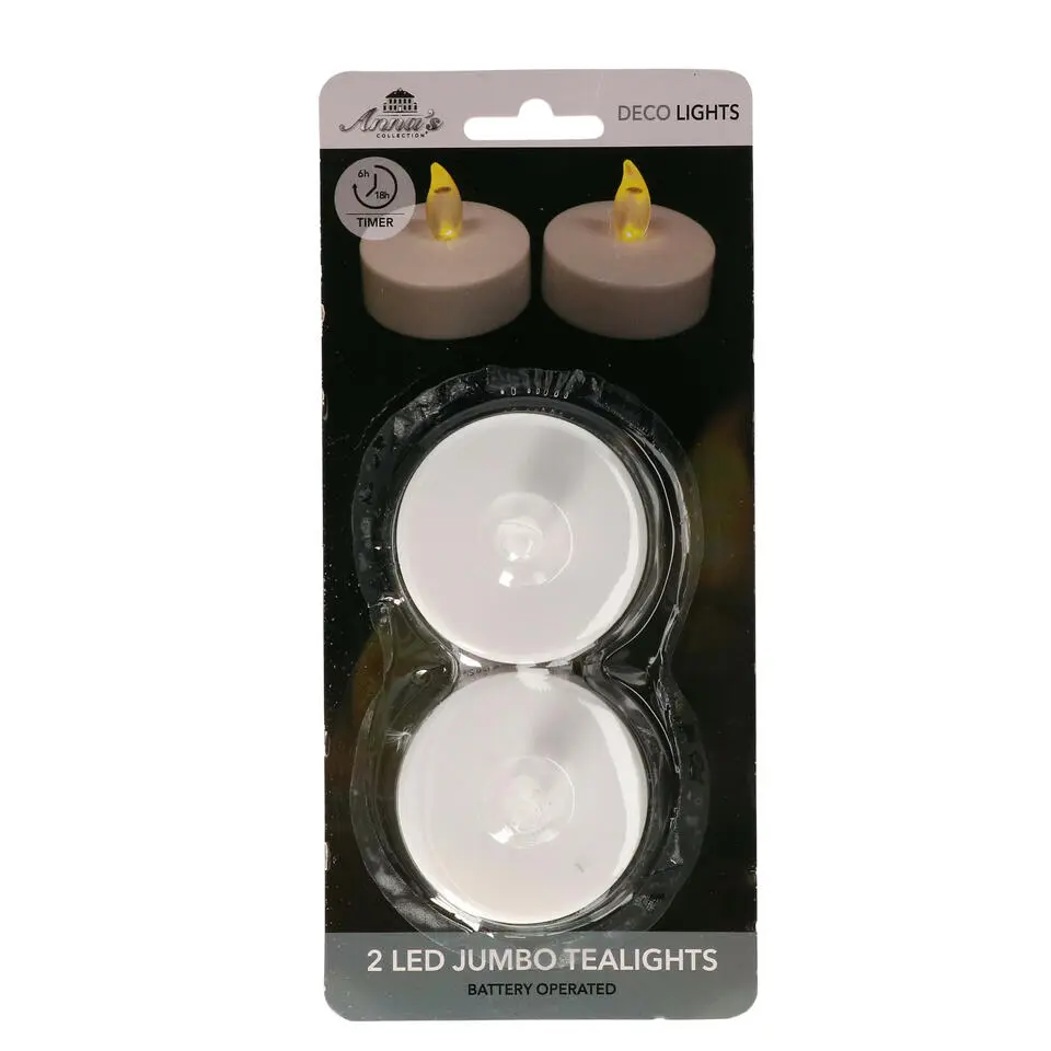 Anna's Collection Grote LED theelichtjes - 2x - wit -6 x 4,5 cm
