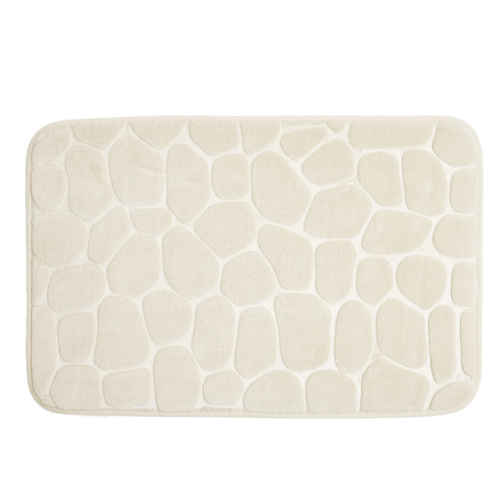 Tapis salle de bain motif galet beige 40x60cm