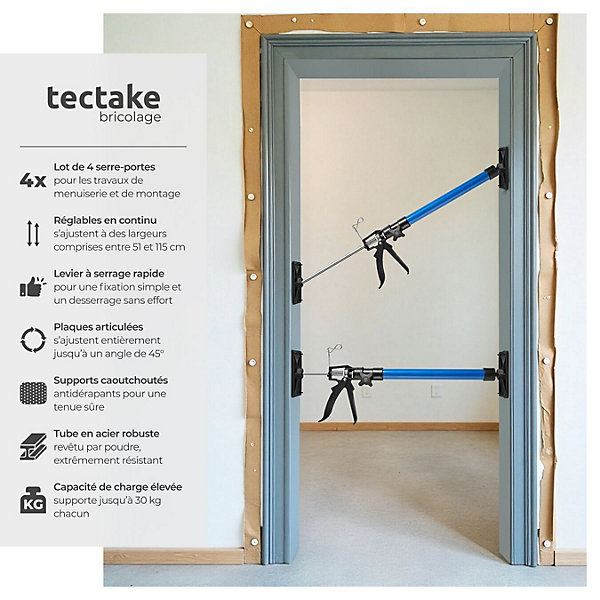 Lot de 4 étais de soutien à gâchette télescopique réglable en hauteur 51à115 cm