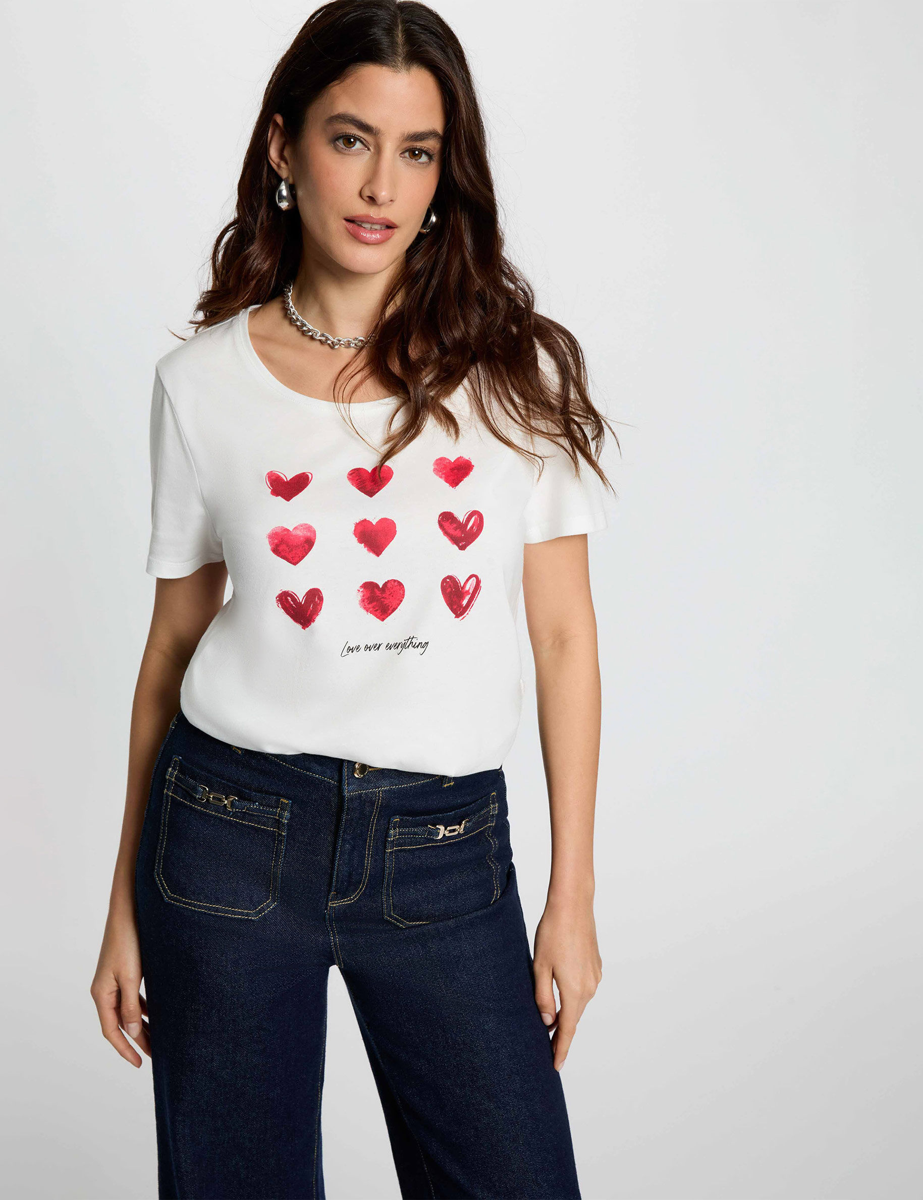 V-Neck Short-Sleeve T-Shirt White Women