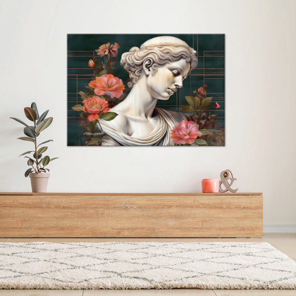 Feeby Obraz na płótnie, Rzeźba Posąg kobiety Kwiaty 60x40