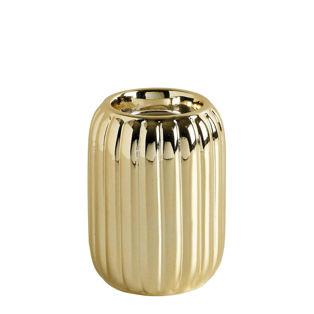 - Bougeoir côtelé doré en céramique