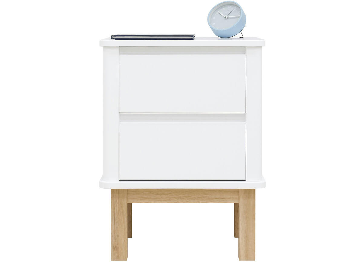 MIKA - Table de nuit en MDF et chêne blanc
