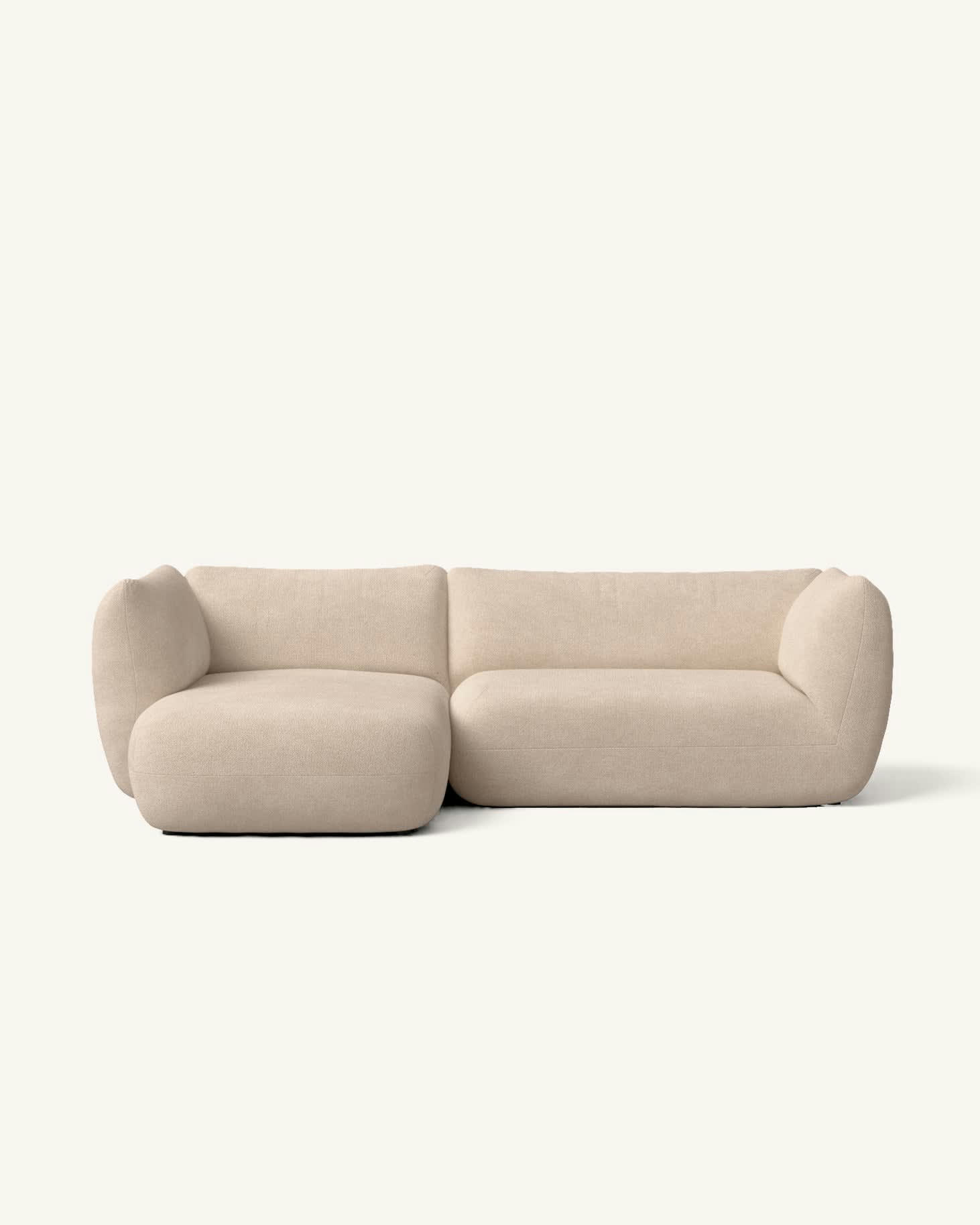 ARNAU - Canapé d'angle gauche  2 places en tissu brun clair