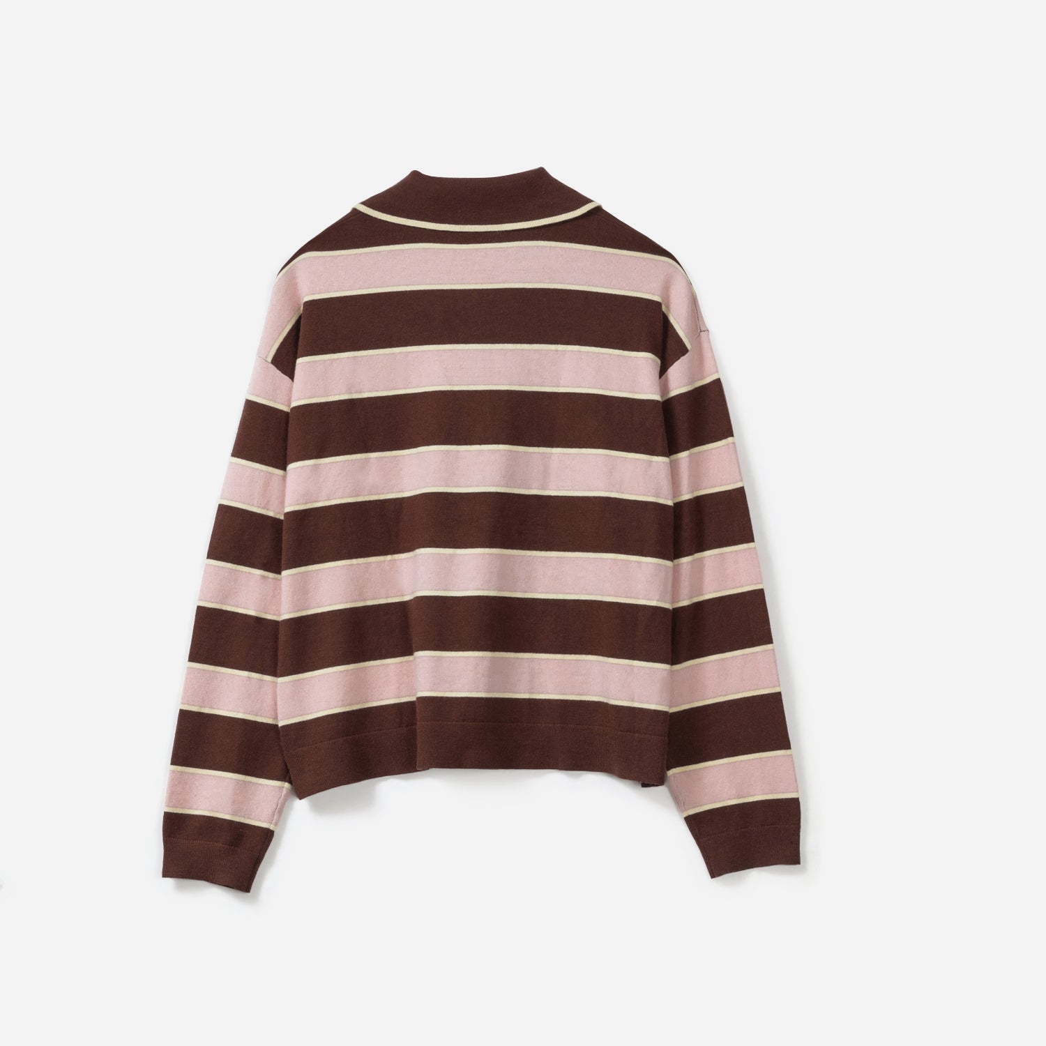 Polo TEXTO marron rayé rose