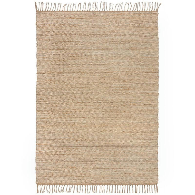 LEVI - Tapis de salon en jute naturel avec franges Chenille 120 x 170