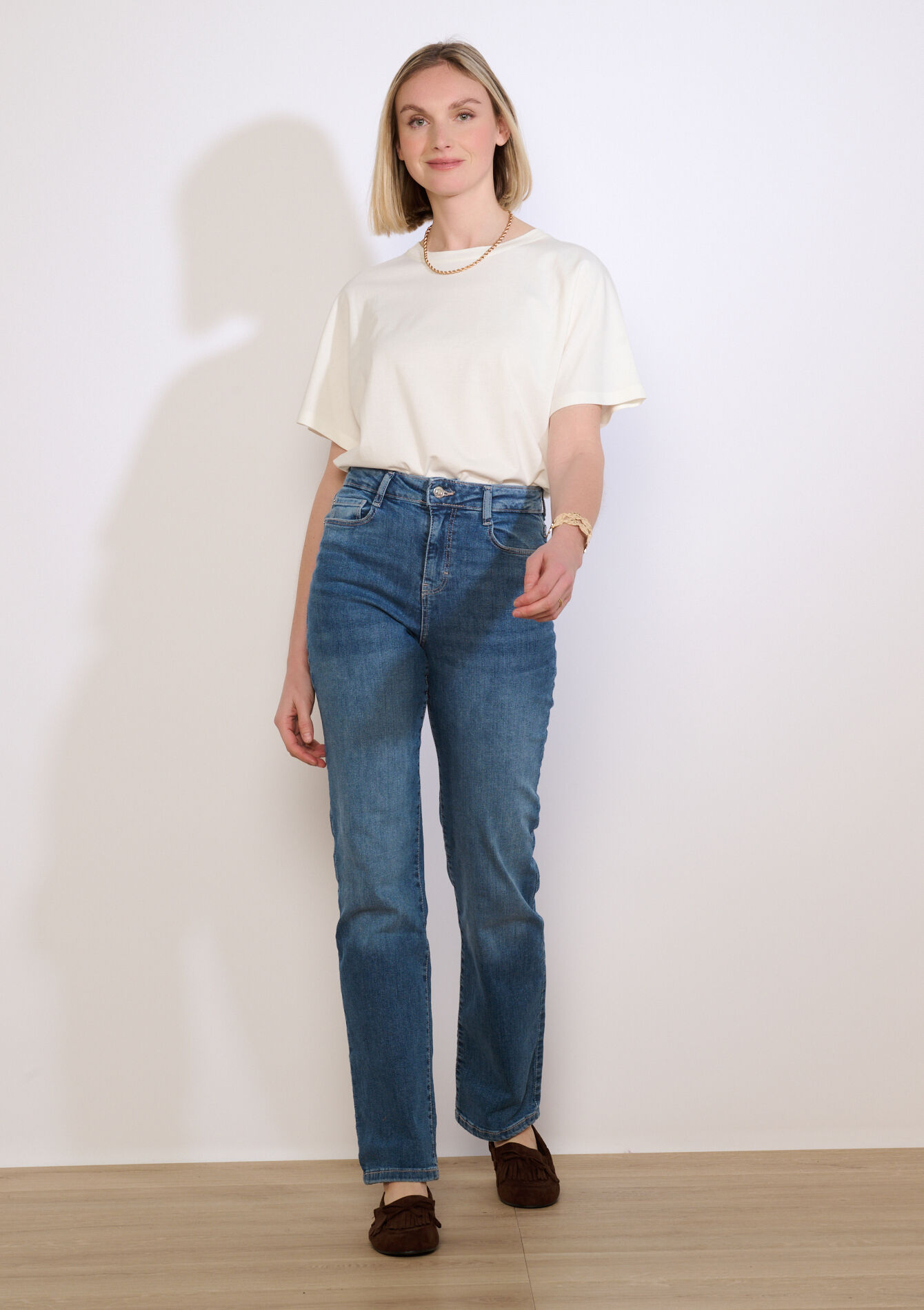 Rechte jeans met hoge taille