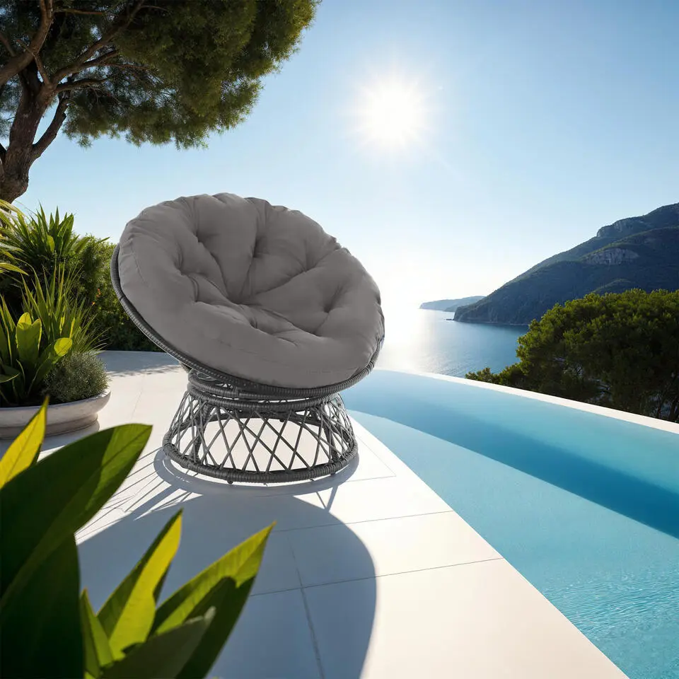 tectake Wicker fauteuil Gargano draaibaar, Zwart