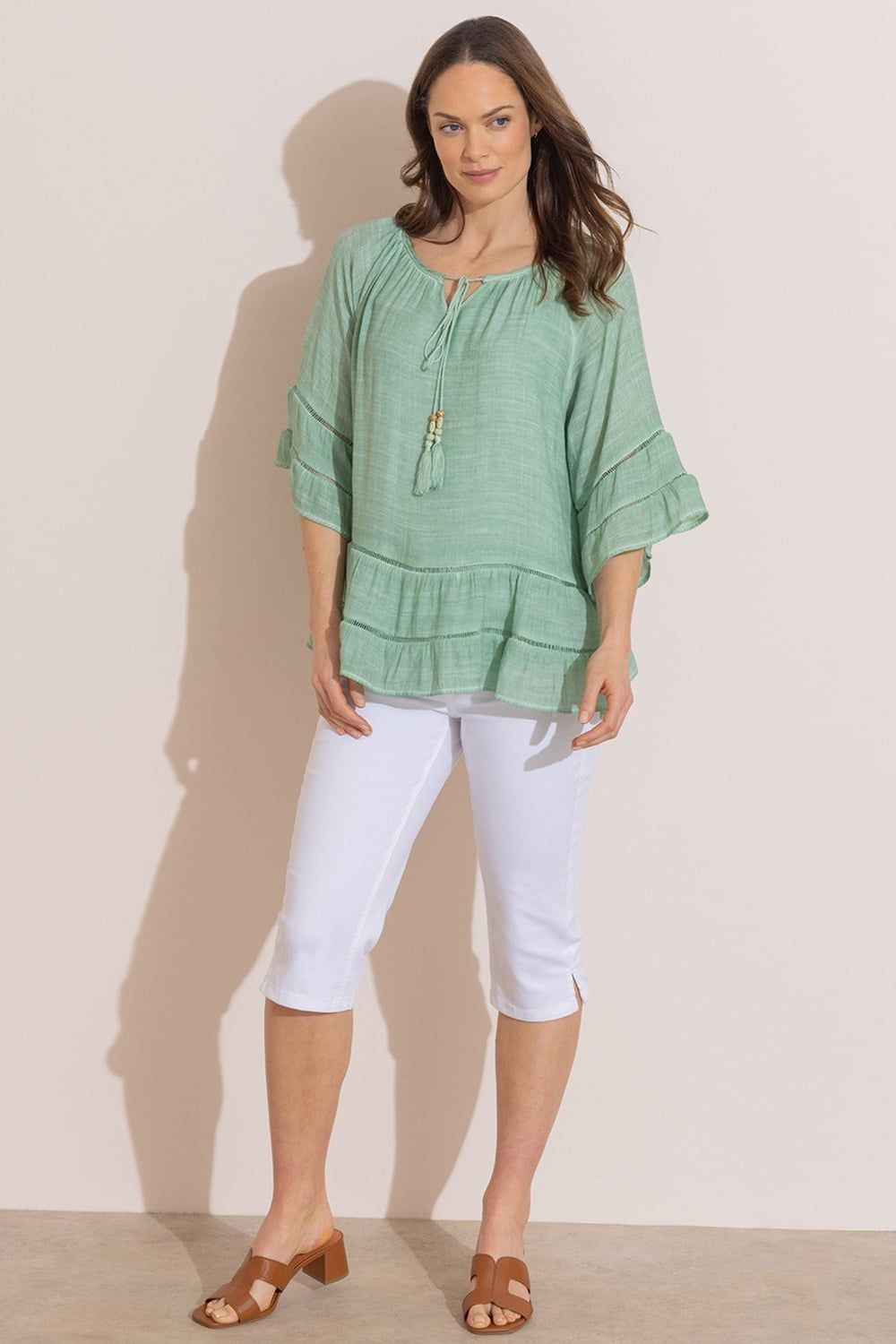 Klass. Ruffle Hem Peplum Top