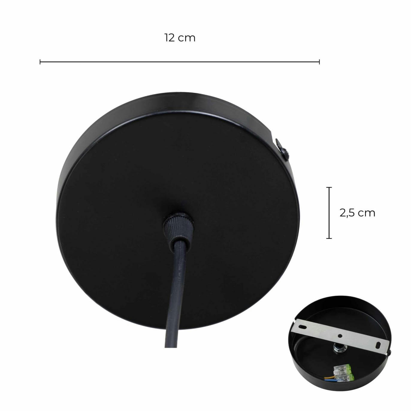 RONDWOOD - Suspension en métal peinture effet bois et noir mat