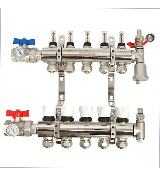 Kit Collecteur plancher chauffant hydraulique nourrice et tube PER Taille - Kit 5 sorties