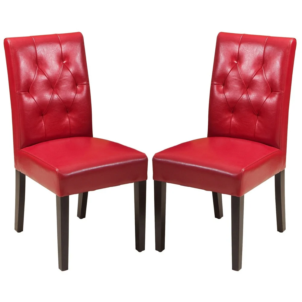 Gentry Bonded Leather Red Dining Chair (Set of 2) by Christopher Knight Home