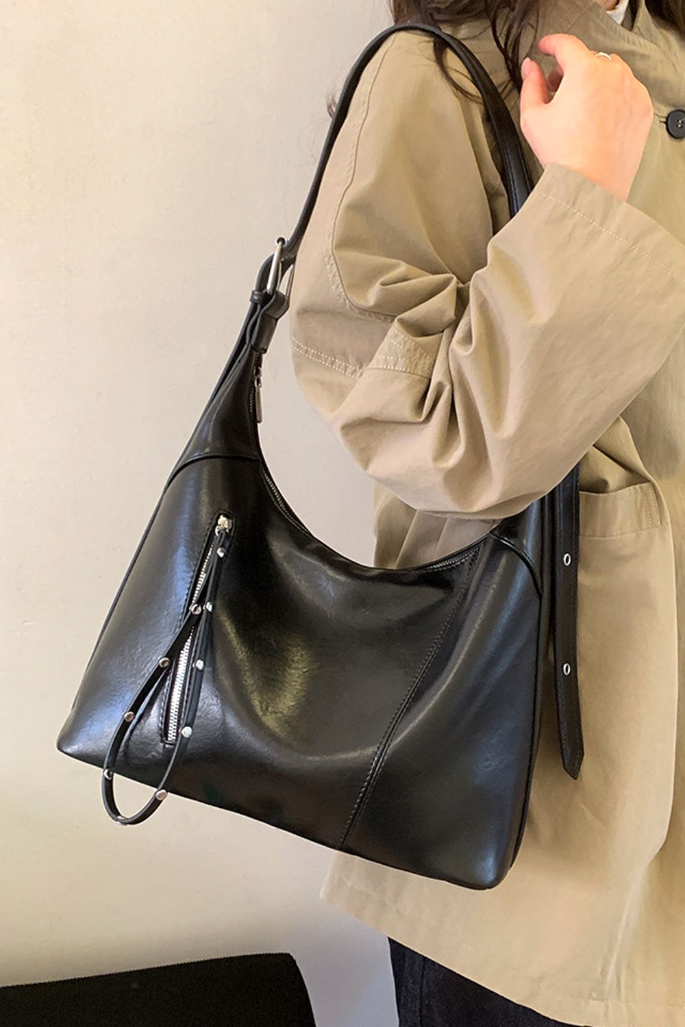 XY London Harley' Slouchy Shoulder Bag With Zip