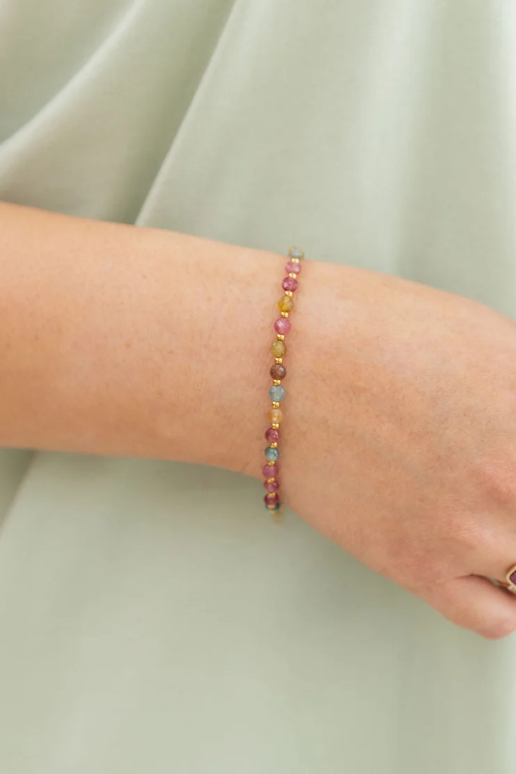 Multi Stone Beaded Bracelet - Multi Colour
