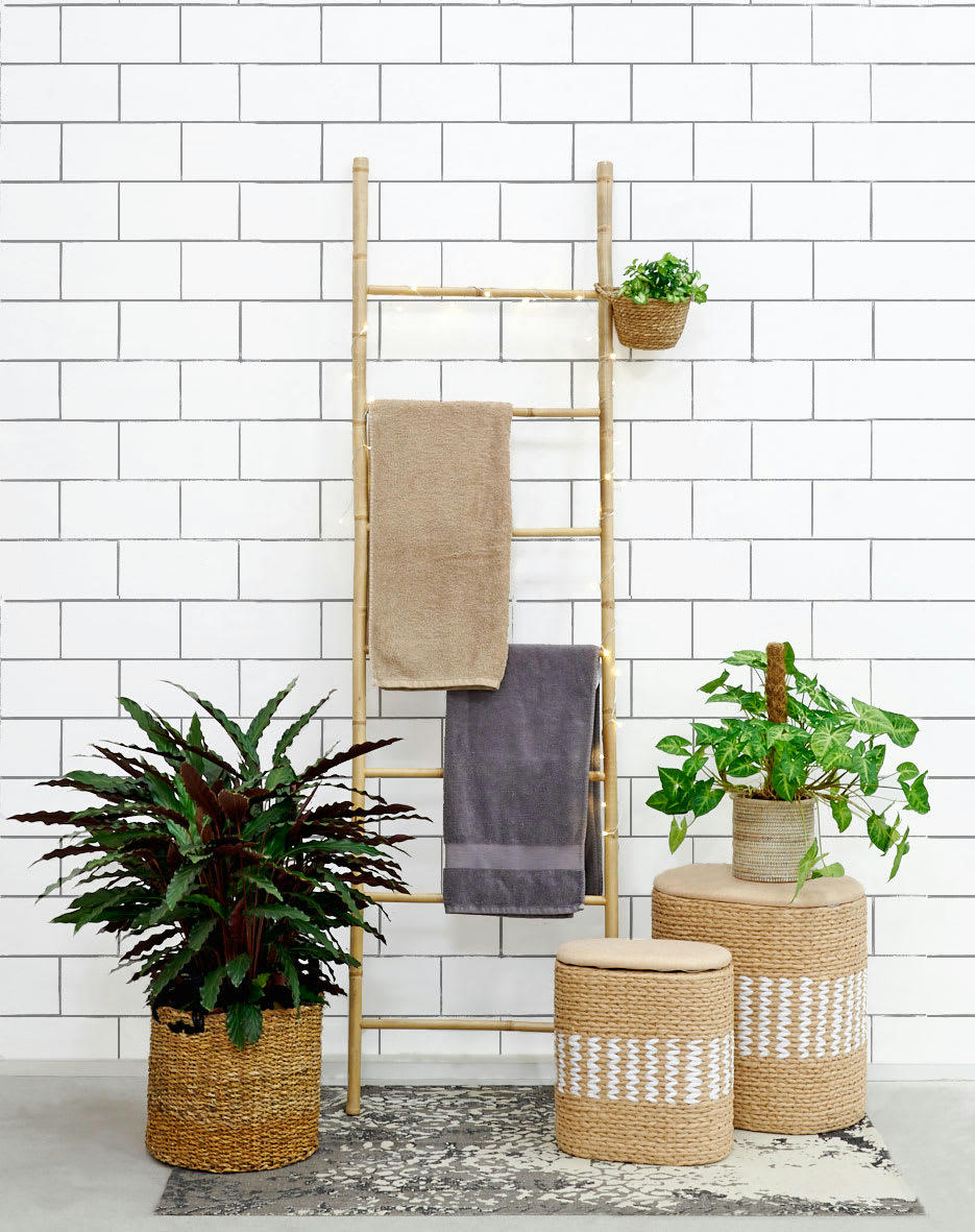 - Echelle porte-serviettes en bambou naturel