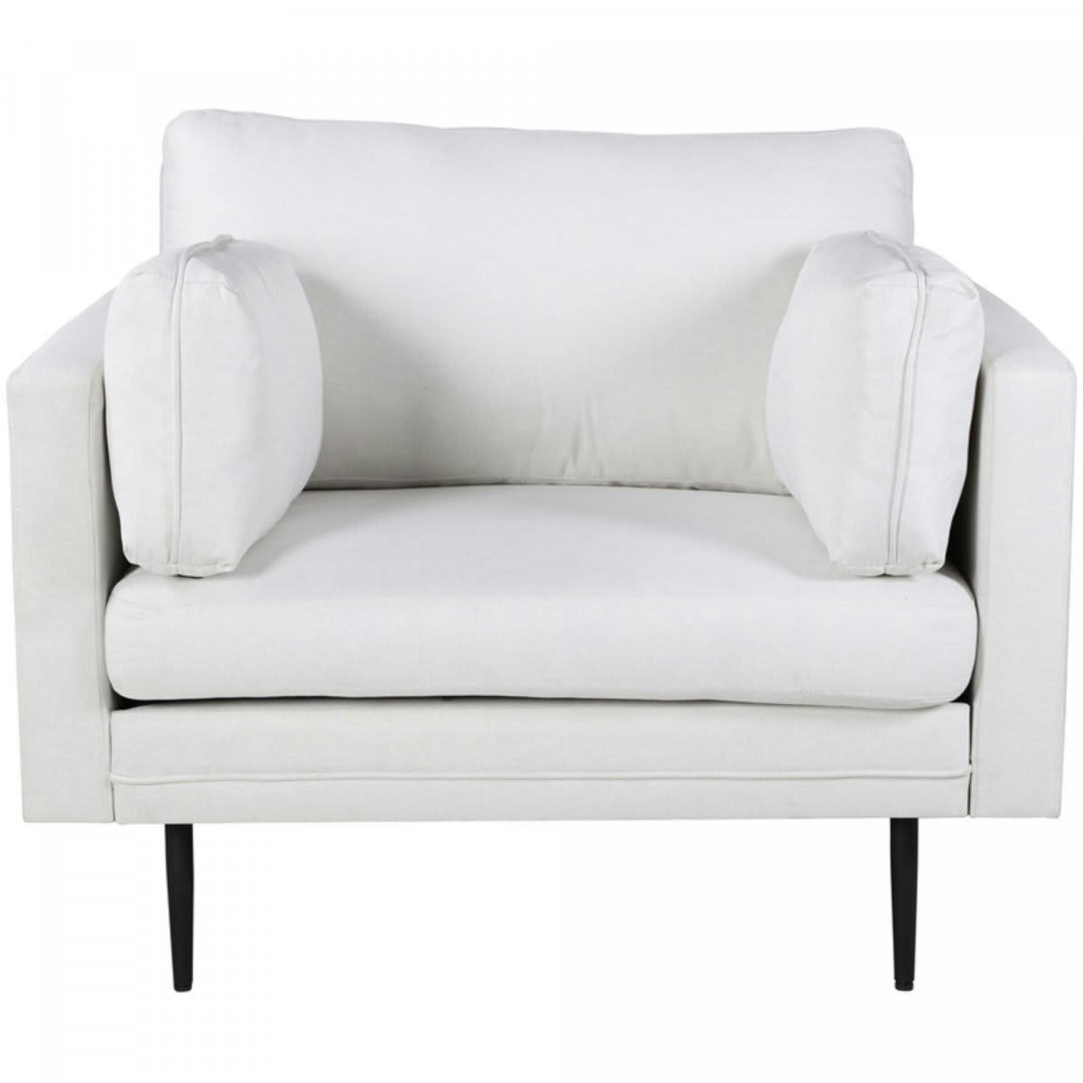 ROMEO - Fauteuil moderne en tissu avec pieds en métal blanc