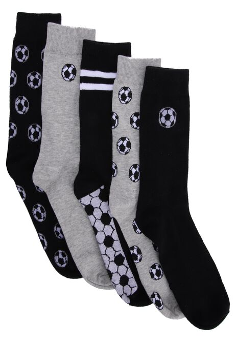 Mens 5pk Black Football Socks
