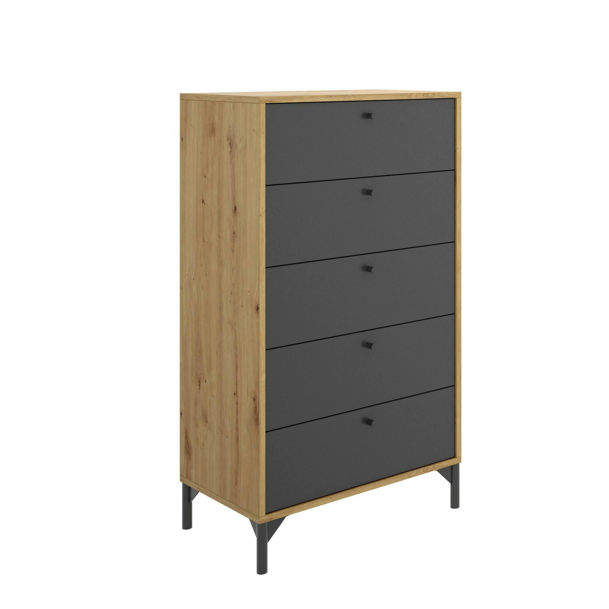 DLOVATI - Commode effet bois chêne et anthracite