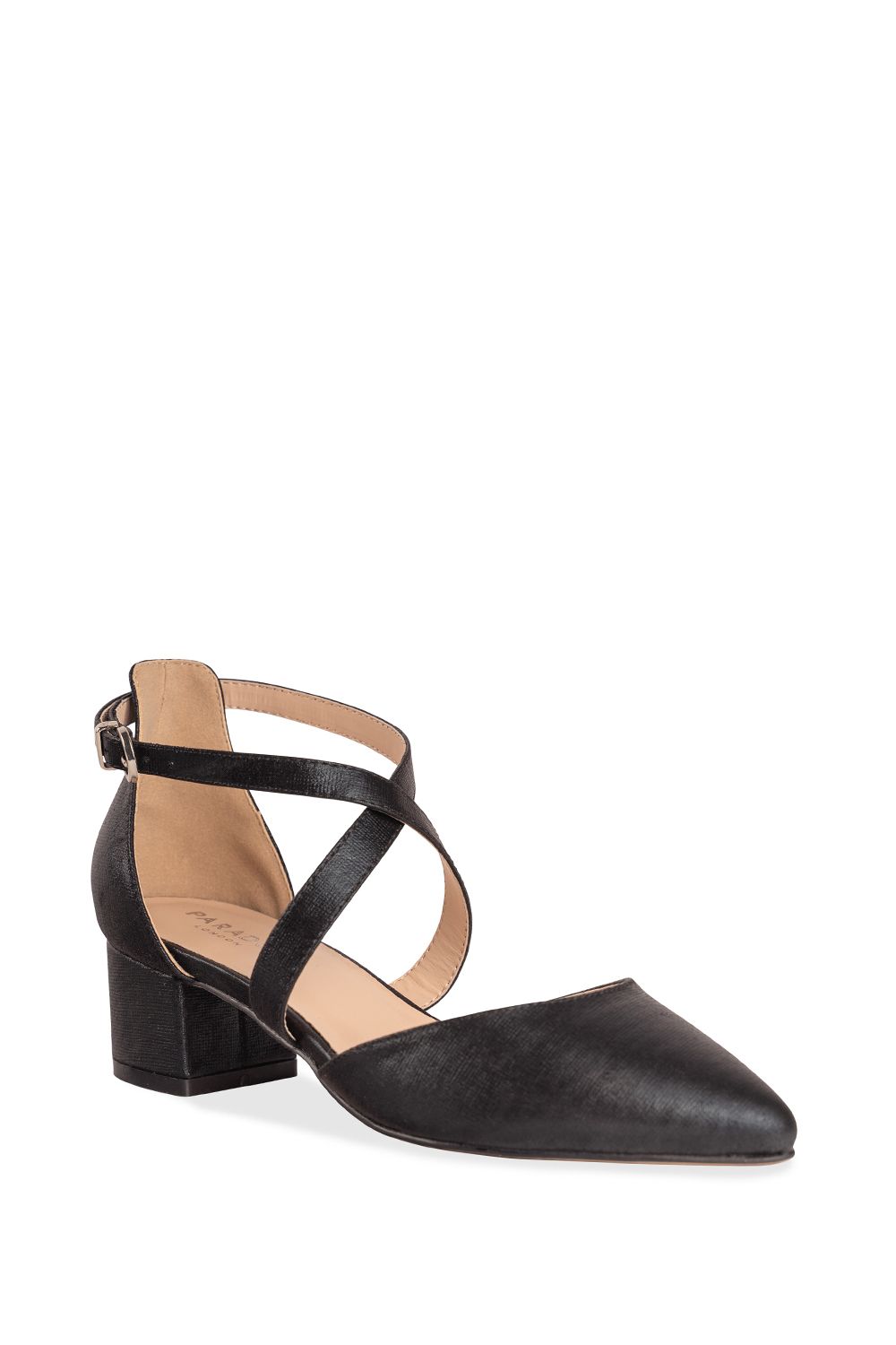 Paradox London Fran' Wide Fit Low Block Heel Court Shoe