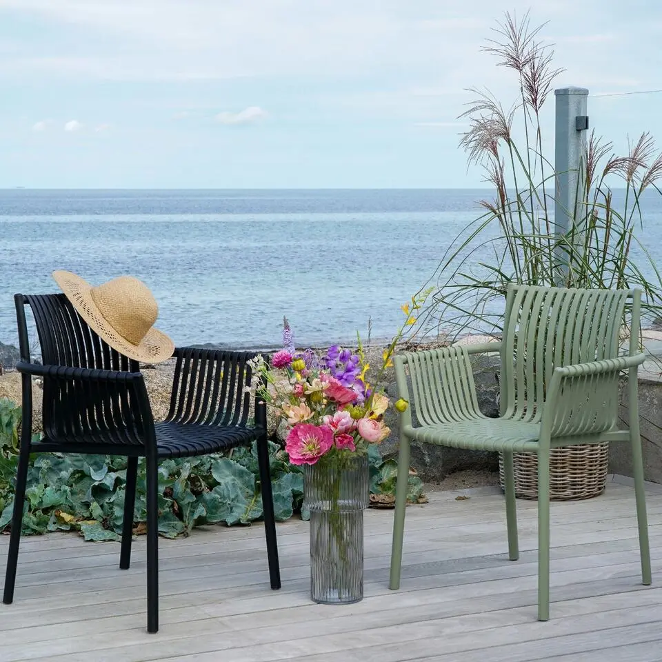 Tuinstoel Zwart - Zithoogte 45,5cm - Tulsa - Set van 4