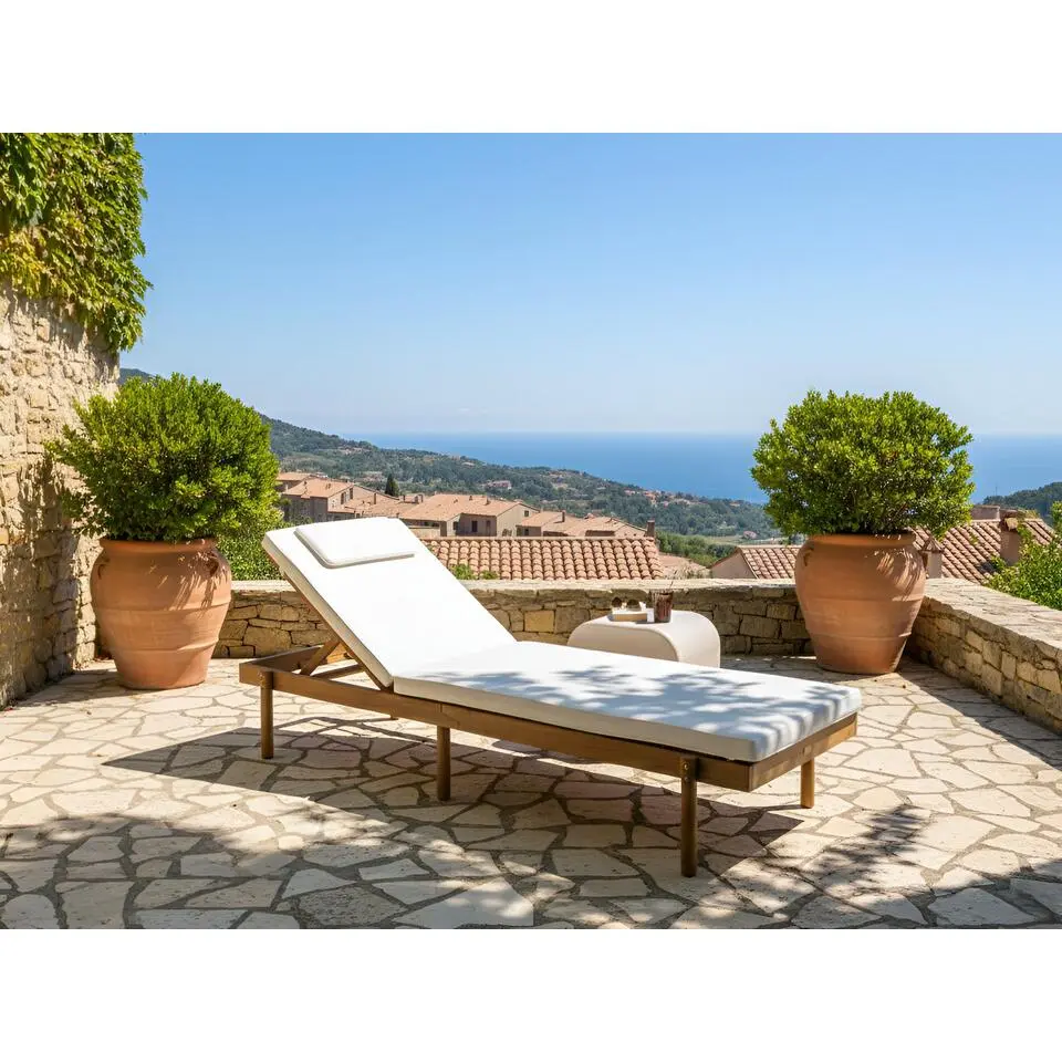 MARCETELLI - Ligstoel - Wit - Gecertificeerd acaciahout