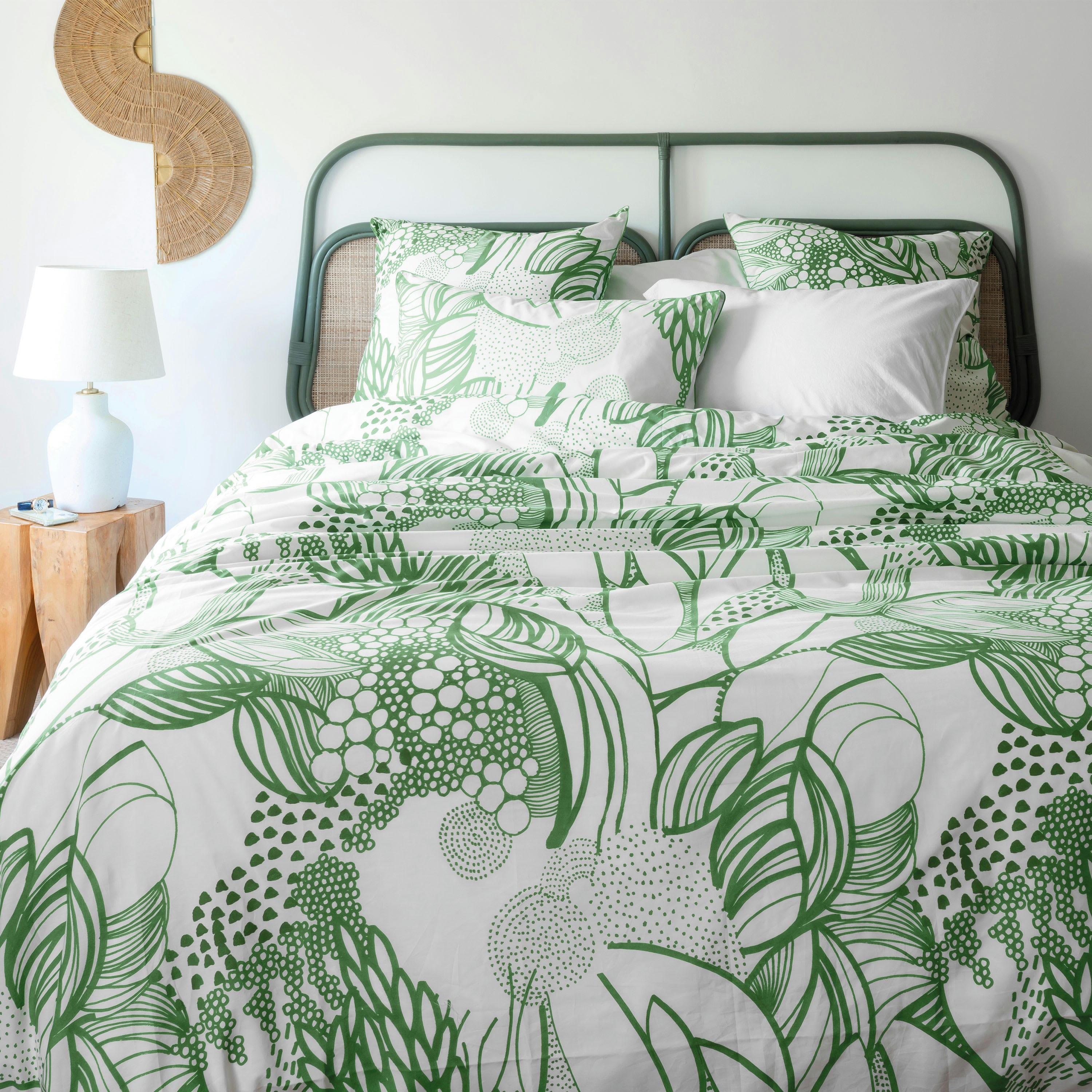 CANOPEE - Housse de couette réversible percale de coton bio  vert 240x220