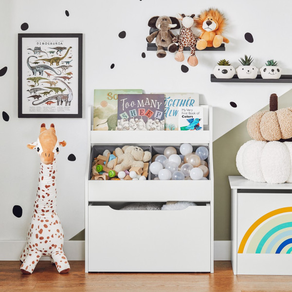 SoBuy Regał dziecięcy z 1 szufladą Biały 63x32x80cm Funkcjonalny KMB71-W