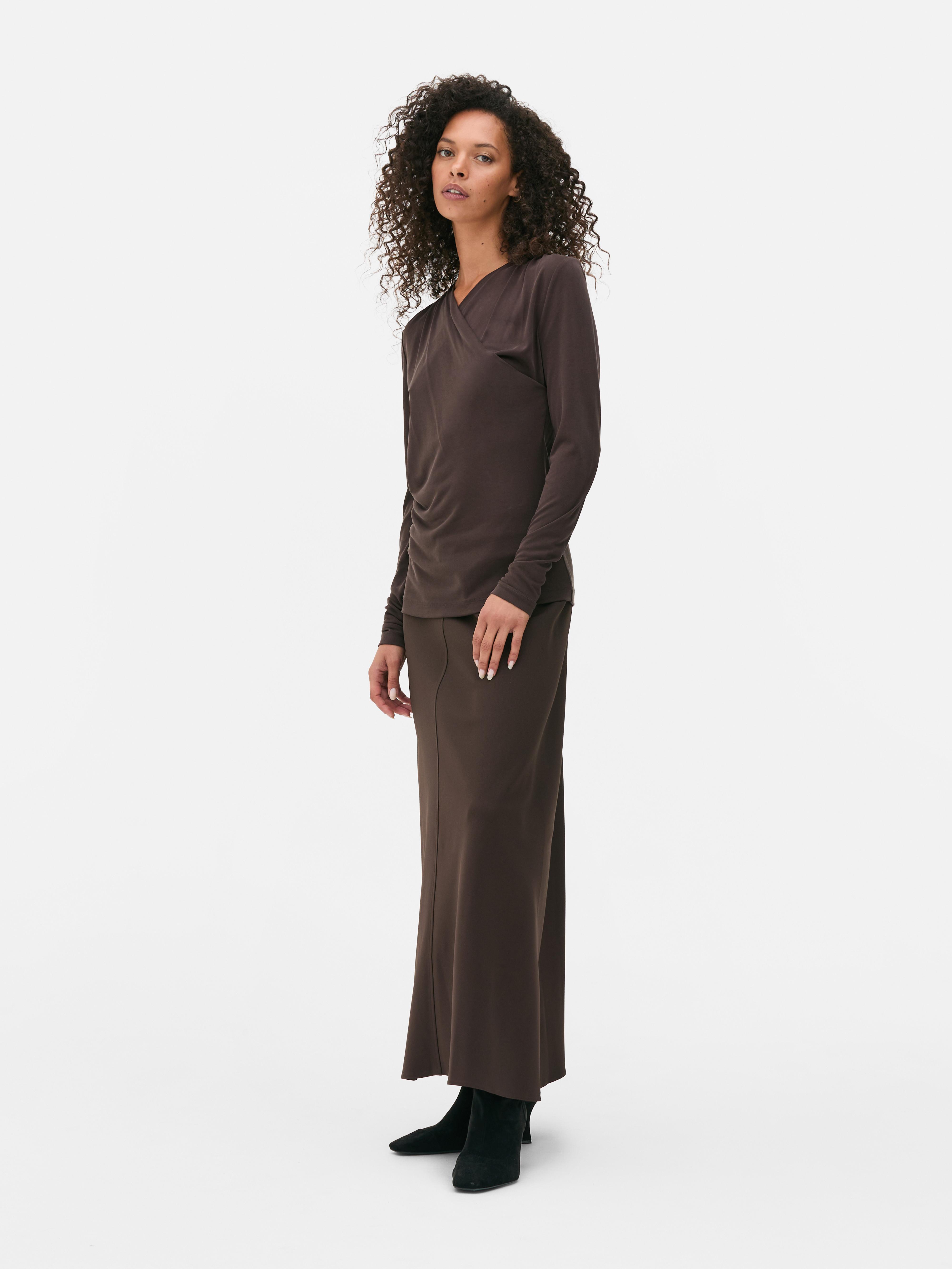 The Edit Draped Long Sleeve Top