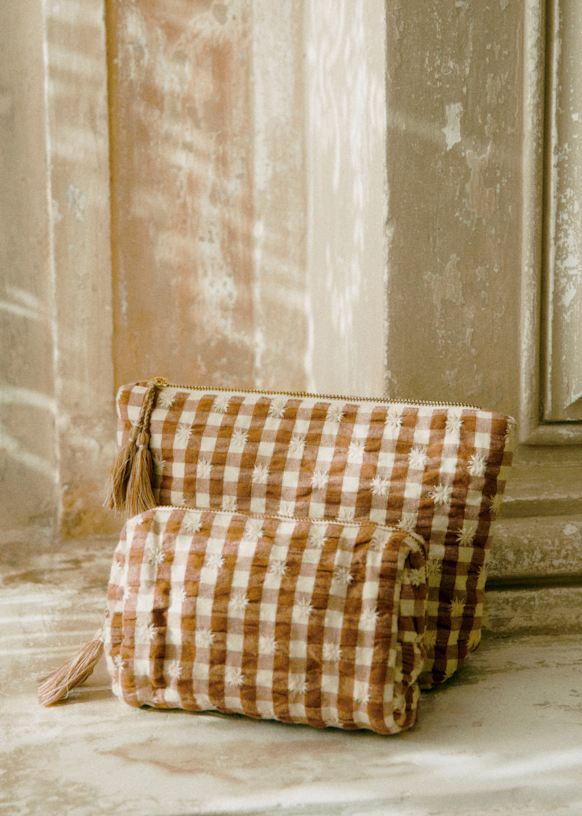 Floral embroidered beauty pouch