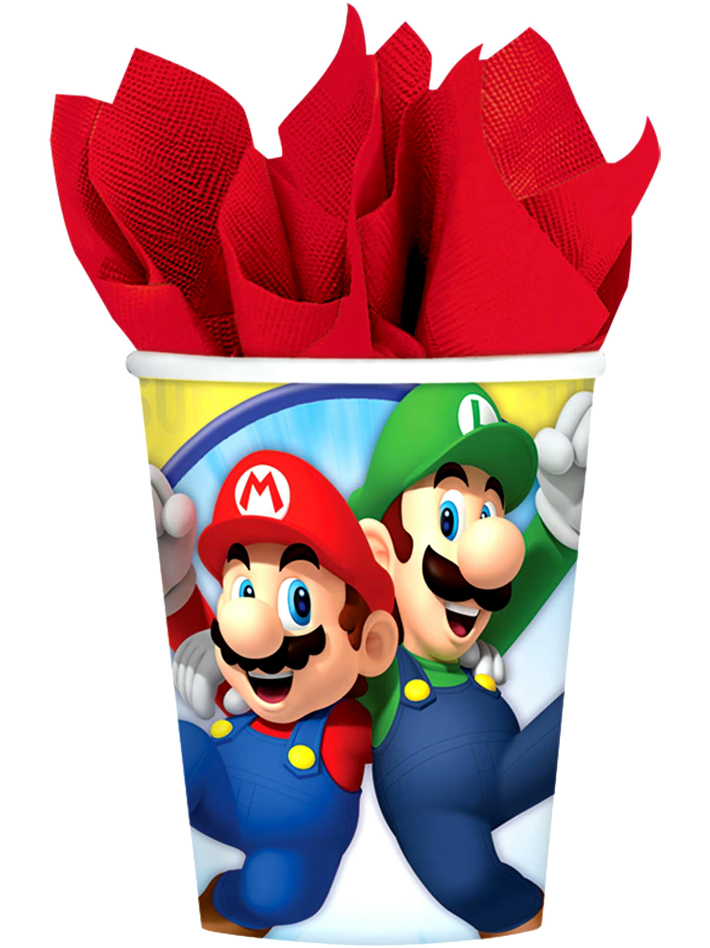 Nintendo Super Mario Bros Paper Disposable Cups, Red/Blue/Green, 9-oz, 8-pk, for Birthday Party