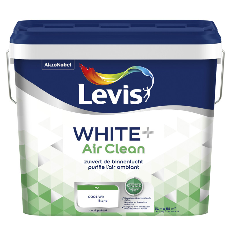 Peinture pour murs et plafonds White  Air Clean blanche 5 L LEVIS