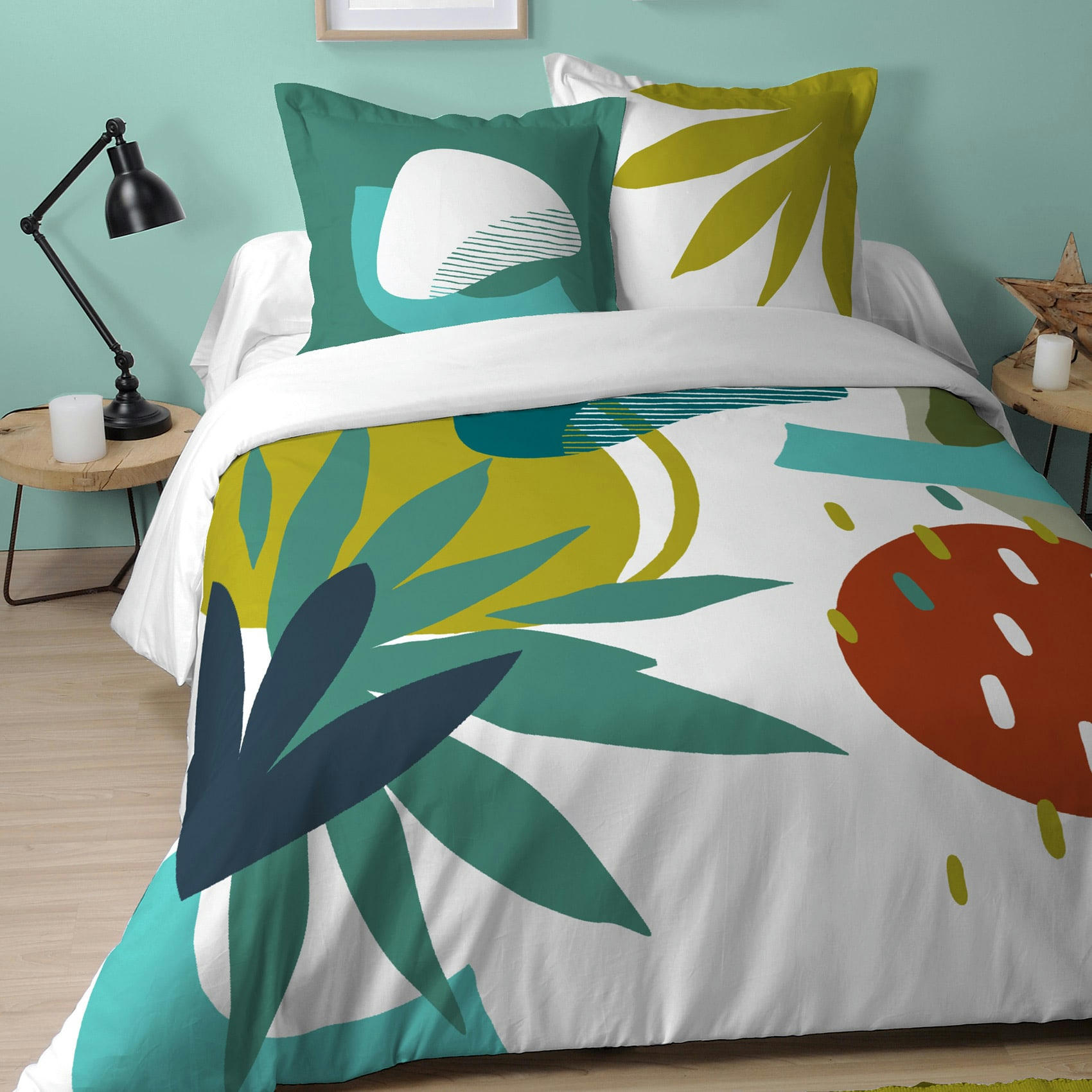 - Parure de lit nature colorée coton multicolore 240 x 220 cm