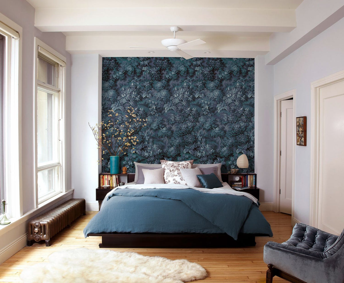 Sanders & Sanders fotobehang planten blauw - 300 x 280 cm - 611845