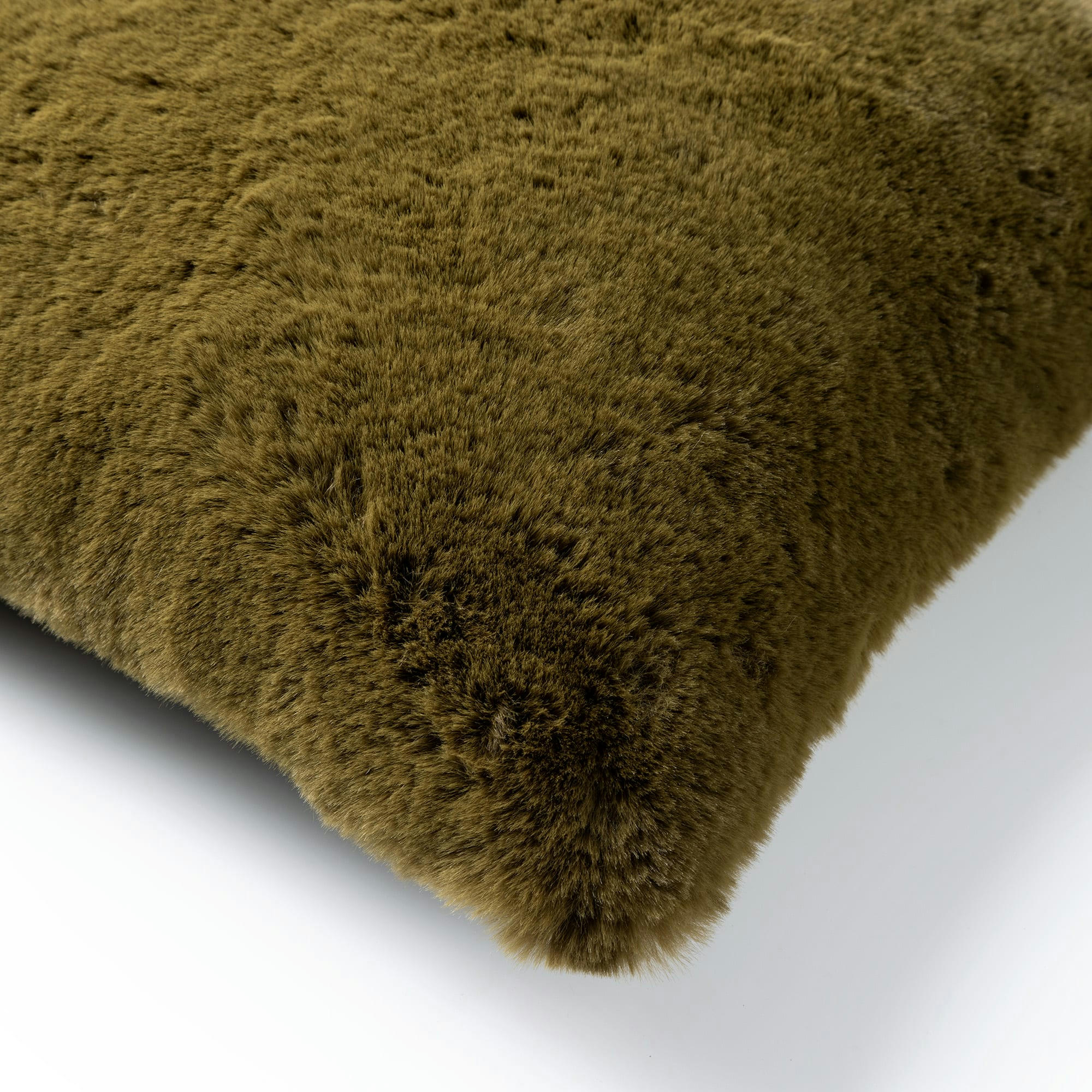 ZAYA - Coussin - vert fausse fourrure 45x45 cm uni