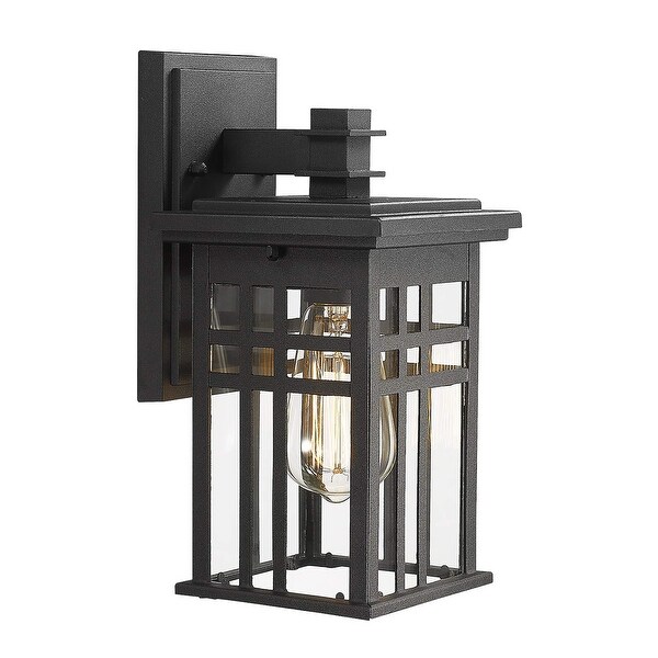 Outdoor Wall Lantern in Black Finish,Wall Sconce Lantern with Clear Glass