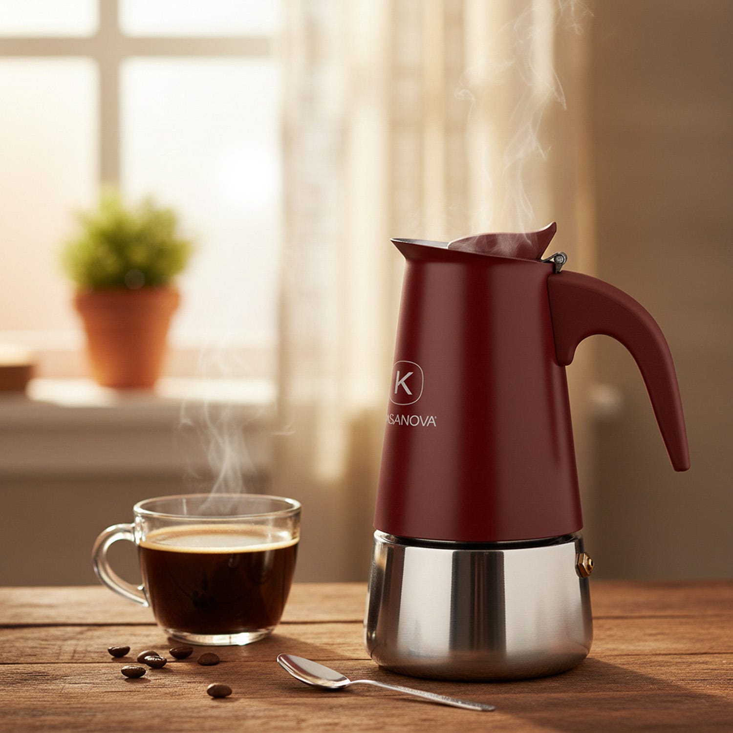 Caffettiera induzione 2 tazze rosso