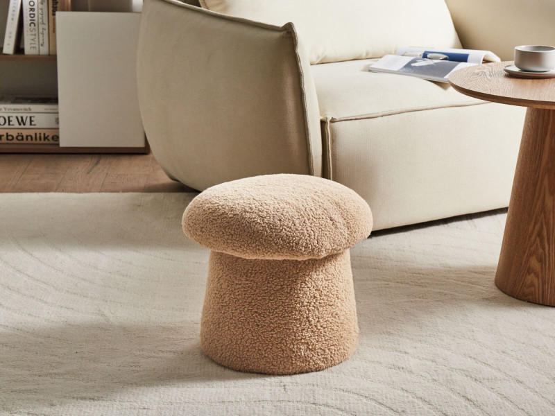 Puf podnóżek minimalistyczny boucle beżowy