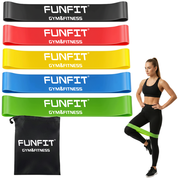 Taśmy oporowe do ćwiczeń FUNFIT GYM&FITNESS zestaw 5 szt. gumy fitness