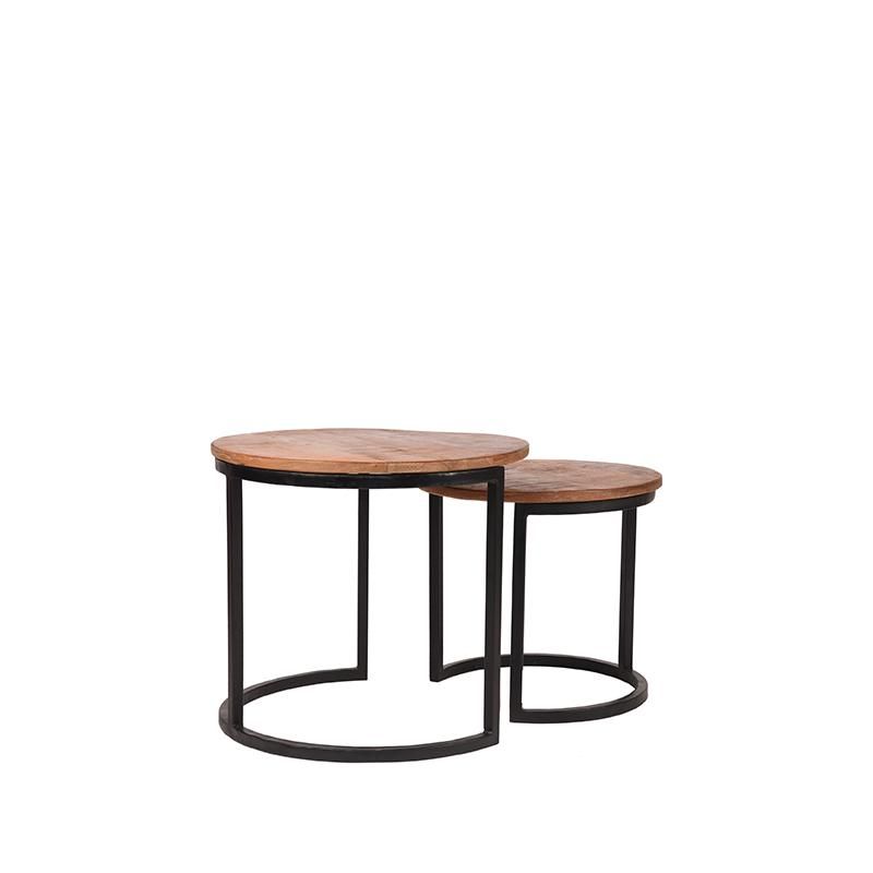 LABEL51 Salontafel Duo - Naturel Hout - 50x50x45cm - Set van 2